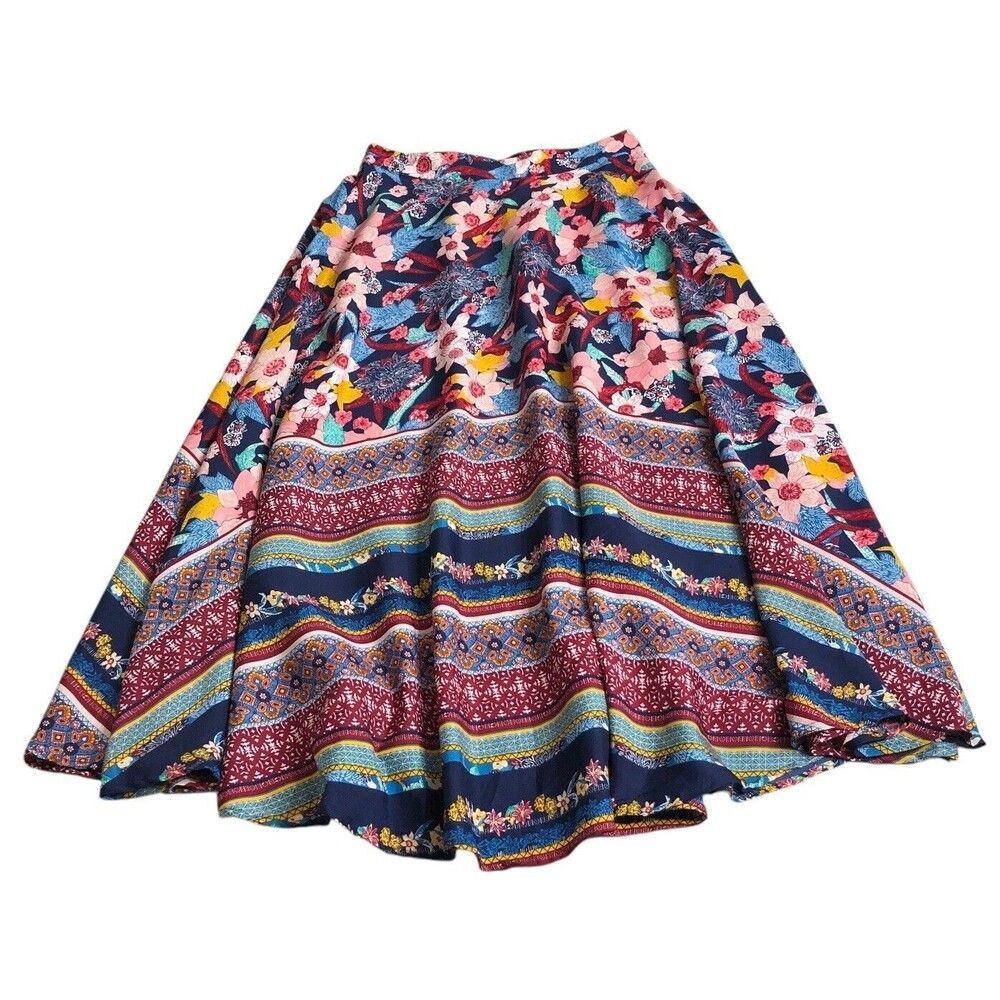 Flint & Moss Skirt Womens L Floral Geometric Maxi Boho‎ Southwestern Cottagecore
